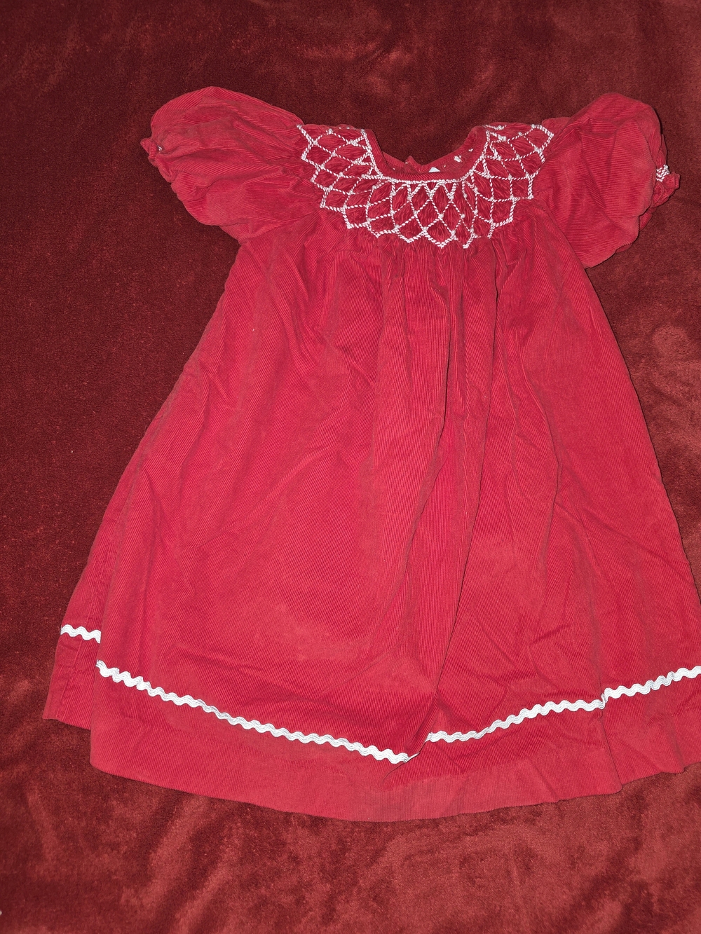 Girls' Red Embroidered Holiday Dress